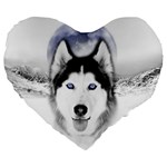 Wolf Moon Mountains Large 19  Premium Flano Heart Shape Cushion