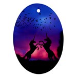 Unicorn Sunset Oval Ornament (Two Sides)