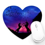 Unicorn Sunset Heart Mousepad