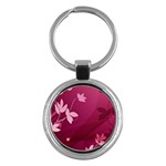 Pink Flower Art Key Chain (Round)