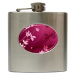 Pink Flower Art Hip Flask (6 oz)