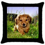 Puppy In Grass Throw Pillow Case (Black)