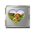 Puppy In Grass Mega Link Heart Italian Charm (18mm)
