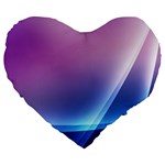 Purple Blue Wave Large 19  Premium Heart Shape Cushion