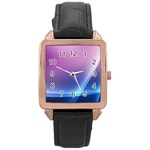 Purple Blue Wave Rose Gold Leather Watch 