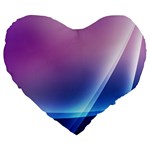 Purple Blue Wave Large 19  Premium Flano Heart Shape Cushion