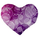 Purple Bubble Art Large 19  Premium Flano Heart Shape Cushion