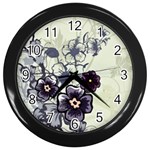 Purple Flower Art Wall Clock (Black)