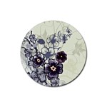 Purple Flower Art Rubber Round Coaster (4 pack)