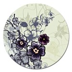 Purple Flower Art Magnet 5  (Round)