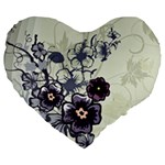 Purple Flower Art Large 19  Premium Heart Shape Cushion