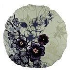 Purple Flower Art Large 18  Premium Flano Round Cushion 