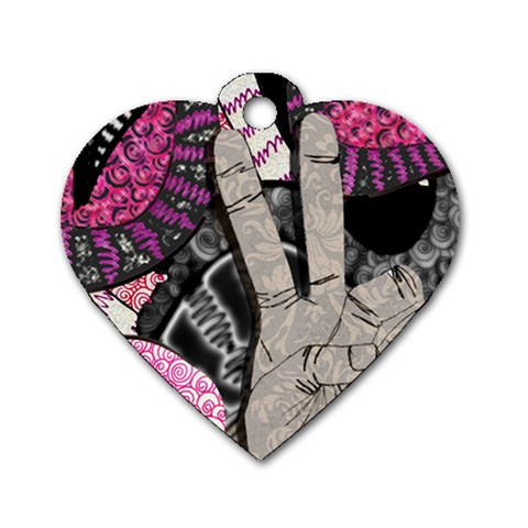 Peace Hand Art Dog Tag Heart (One Side) from UrbanLoad.com Front