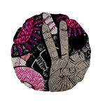 Peace Hand Art Standard 15  Premium Flano Round Cushion 