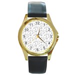 Music Notes Background Wallpaper Round Gold Metal Watch