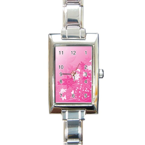 Valentines Flowers Rectangular Italian Charm Watch from UrbanLoad.com Front