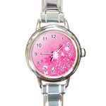 Valentines Flowers Round Italian Charm Watch