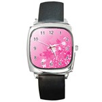 Valentines Flowers Square Metal Watch