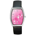 Valentines Flowers Barrel Style Metal Watch