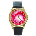 Valentines Day Round Gold Metal Watch