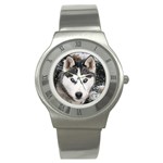 Blue Eyed Wolf Stainless Steel Watch
