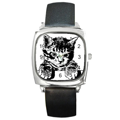 Kitten Square Metal Watch from UrbanLoad.com Front