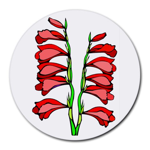 Red Gladiola Round Mousepad from UrbanLoad.com Front