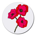 Three Red Poppies Round Mousepad