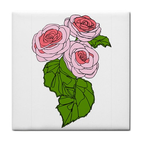 Pink Roses Tile Coaster from UrbanLoad.com Front
