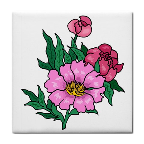Three Pretty Flowers Tile Coaster from UrbanLoad.com Front