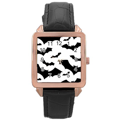 Deathrock Bats Rose Gold Leather Watch  from UrbanLoad.com Front