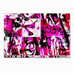 Pink Checker Graffiti Postcard 4 x 6  (Pkg of 10)