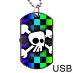 Checker Rainbow Skull Dog Tag USB Flash (Two Sides)