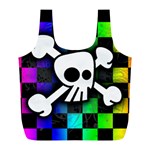 Checker Rainbow Skull Full Print Recycle Bag (L)