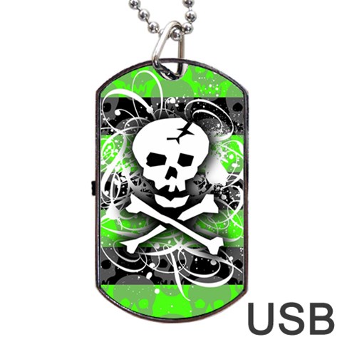Deathrock Skull Dog Tag USB Flash (Two Sides) from UrbanLoad.com Front