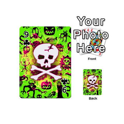Deathrock Skull & Crossbones Playing Cards 54 Designs (Mini) from UrbanLoad.com Front - Club9