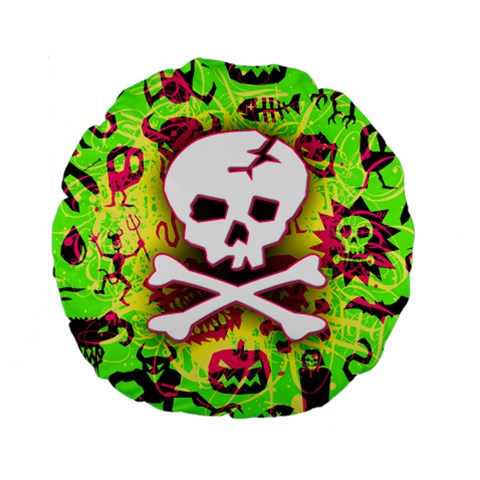 Deathrock Skull & Crossbones Standard 15  Premium Round Cushion  from UrbanLoad.com Front