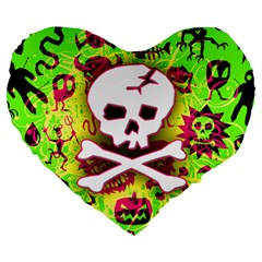 Deathrock Skull & Crossbones Large 19  Premium Heart Shape Cushion from UrbanLoad.com Front