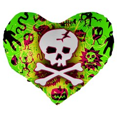 Deathrock Skull & Crossbones Large 19  Premium Heart Shape Cushion from UrbanLoad.com Back