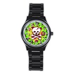 Deathrock Skull & Crossbones Stainless Steel Round Watch