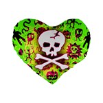 Deathrock Skull & Crossbones Standard 16  Premium Flano Heart Shape Cushion 