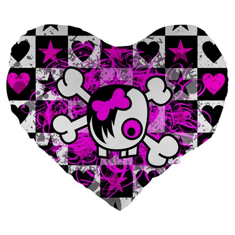 Emo Scene Girl Skull Large 19  Premium Heart Shape Cushion from UrbanLoad.com Front
