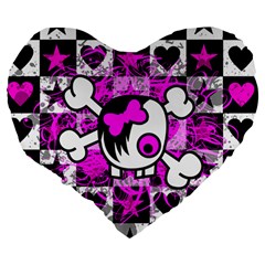 Emo Scene Girl Skull Large 19  Premium Heart Shape Cushion from UrbanLoad.com Back