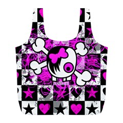 Emo Scene Girl Skull Full Print Recycle Bag (L) from UrbanLoad.com Back