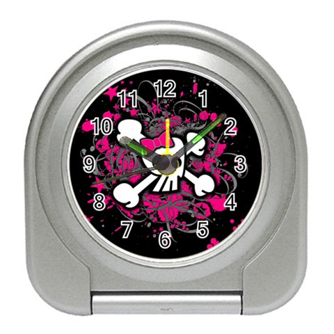 Girly Skull & Crossbones Travel Alarm Clock from UrbanLoad.com Front