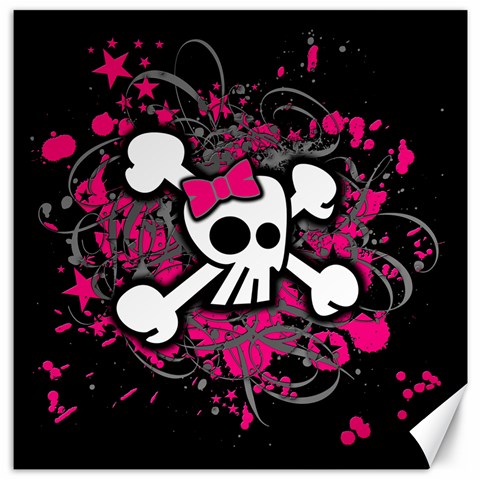 Girly Skull & Crossbones Canvas 16  x 16  from UrbanLoad.com 15.2 x15.41  Canvas - 1