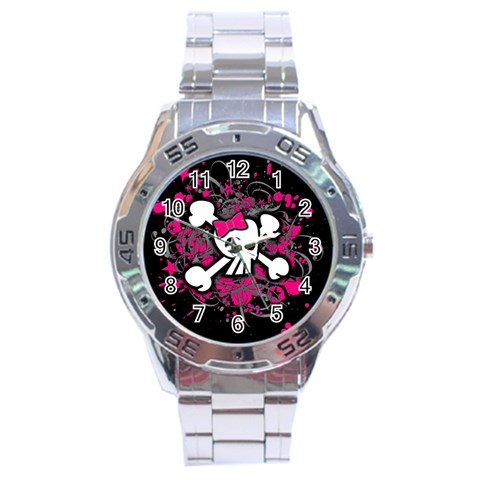 Girly Skull & Crossbones Stainless Steel Analogue Watch from UrbanLoad.com Front