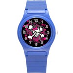 Girly Skull & Crossbones Round Plastic Sport Watch (S)