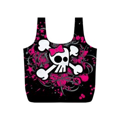 Girly Skull & Crossbones Full Print Recycle Bag (S) from UrbanLoad.com Front