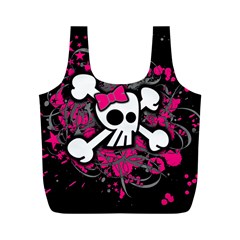 Girly Skull & Crossbones Full Print Recycle Bag (M) from UrbanLoad.com Front